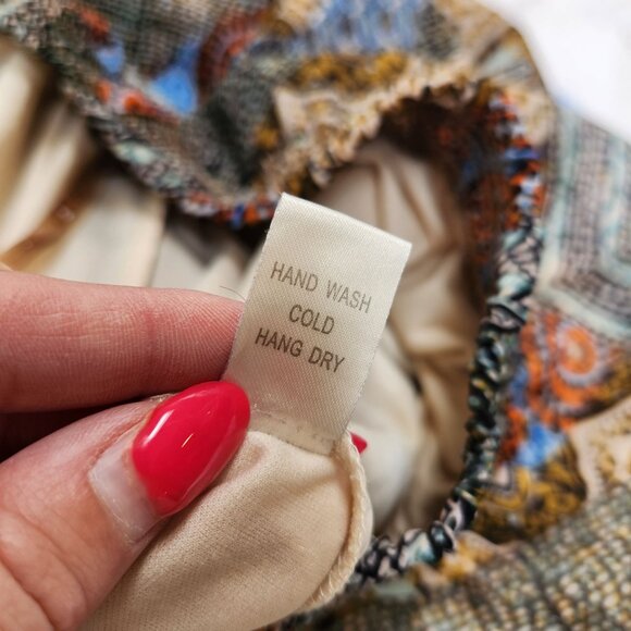 Poetry Maxi Skirt Artsy Elastic Pull-On Waist Geometric Printed Women's L - Picture 9 of 9